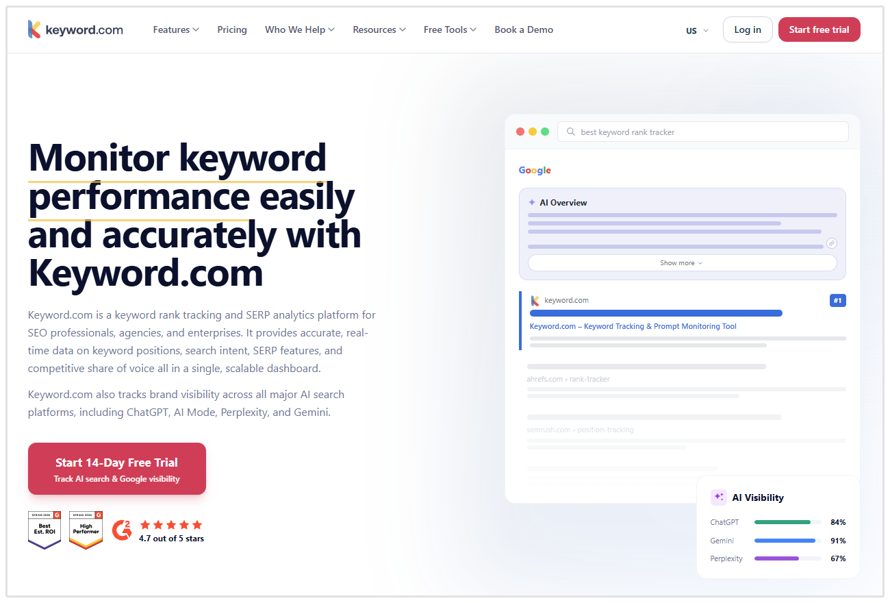 Keyword.com homepage